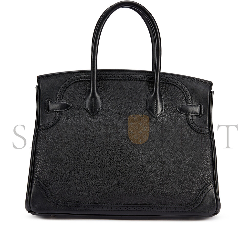 HERMÈS BIRKIN 30 SWIFT AND TOGO LACE SERIES BLACK BAG GOLD BUCKLE H082653CK62 (30*22*15cm)